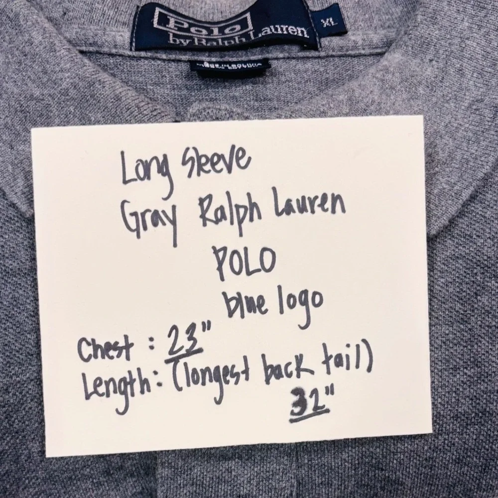 Polo Ralph Lauren Polo Shirt Mens XL Gray Excellent Long Sleeve Pique Logo